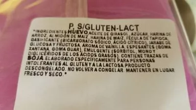 Lista de ingredientes del producto Bizcocho sin gluten y sin lactosa Mercadona 