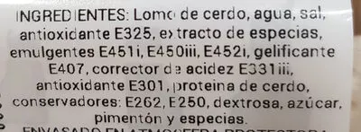 Lista de ingredientes del producto Filete de lomo adobado familiar dia 