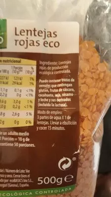 Lista de ingredientes del producto Judías azuki eco Gutbio 500 g