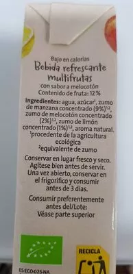 Lista de ingredientes del producto Bebida multifrutas sabor a fresa Gutbio 