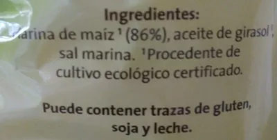 Lista de ingredientes del producto Snacks de Maiz Ecológicos GutBio 60 g