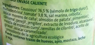 Lista de ingredientes del producto Cous cous GutBio 68 g