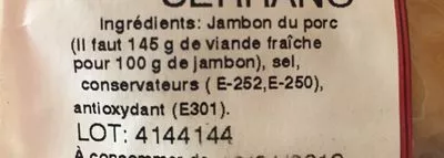 Lista de ingredientes del producto JAMBON CERTIFICADO SERRANO Paladar Selecto 500 g