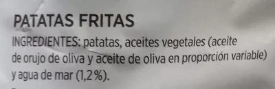 Lista de ingredientes del producto Patatas fritas con agua de mar Aldi 150 g