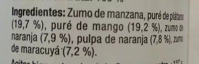 Lista de ingredientes del producto Smoothie manzana y frambuesa El Mercado de Aldi 250 ml