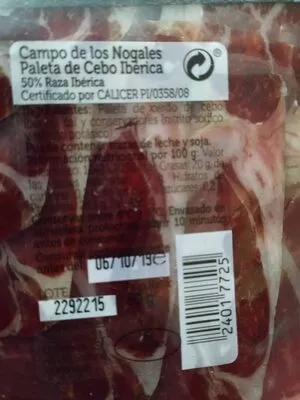 Lista de ingredientes del producto Loncheado de ibéricos  80 g