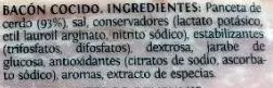 Lista de ingredientes del producto Taco de bacon Delicalo Delicato 300 g