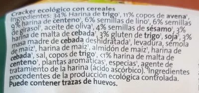 Lista de ingredientes del producto Crackers Gutbio 