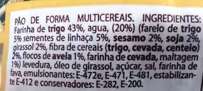 Lista de ingredientes del producto Pan de molde con 4 semillas/4 cereales Dulce Rosa 450g