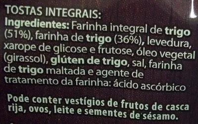 Lista de ingredientes del producto Tostadas Integrales Dulce Rosa, BPR, Brioche Pasquier Recondo, ALDI 270 g / 30 unidades