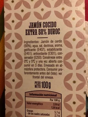 Lista de ingredientes del producto Jamon Delicato 