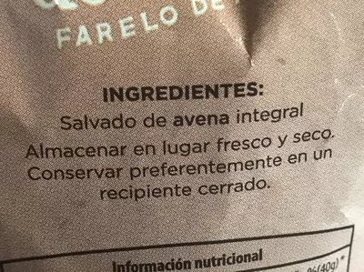 Lista de ingredientes del producto FARELO DE AVELA Goldenbridge 650 g