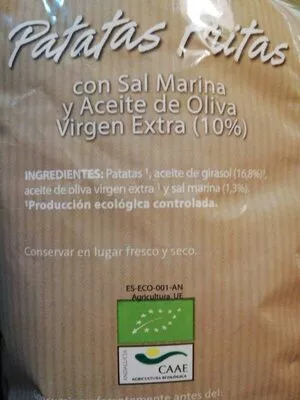 Lista de ingredientes del producto Patatas fritas con sal marina Gutbio 