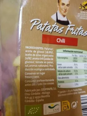 Lista de ingredientes del producto Patatas Fritas sabor Ajo GutBio 130 g