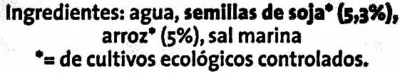 Lista de ingredientes del producto Bebida de soja y arroz GutBio 1 l