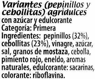 Lista de ingredientes del producto Pepinillos con miel Klostergarten 975 g (neto), 530 g (escurrido), 1062 ml