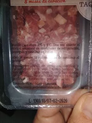 Lista de ingredientes del producto Mini Taquitos de Jamón Curado la tabla de aldi 150 g