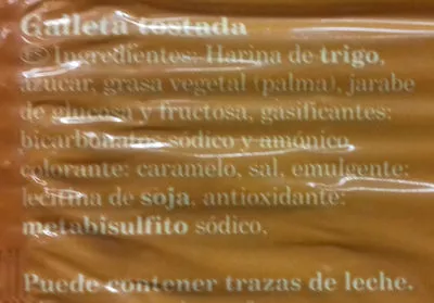 Lista de ingredientes del producto Galletas Tostadas Aurada 800 g