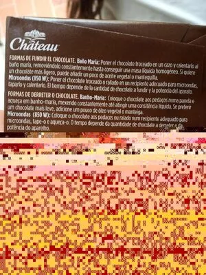 Lista de ingredientes del producto chocolate para culinária Château 200g