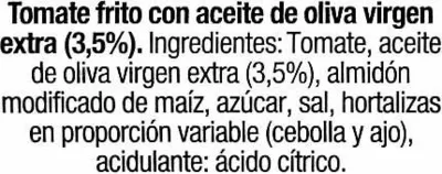 Lista de ingredientes del producto Tomate frito con aceite de oliva El Cultivador 390 g