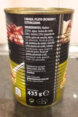 Lista de ingredientes del producto Fabada Casa Morando 