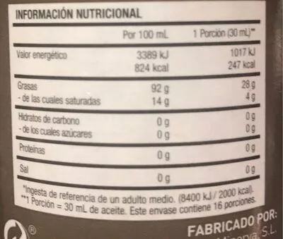 Lista de ingredientes del producto Aceite oliva virgen extra Special de Aldi 