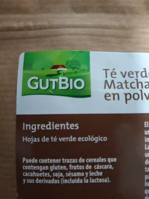 Lista de ingredientes del producto Té matcha en polvo GutBio Gutbio 70 g