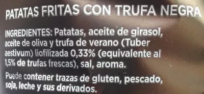 Lista de ingredientes del producto Patatas fritas con trufa negra Aldi 130 g