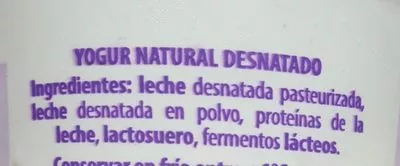 Lista de ingredientes del producto Yogur natural milsani 