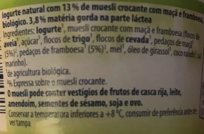 Lista de ingredientes del producto Yogur de fresa con mezcla de cereales ecológicos Gutbio 