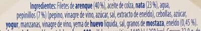 Lista de ingredientes del producto Filetes de arenque Nordholmer 400gr