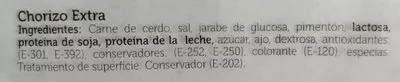 Lista de ingredientes del producto Chorizo Extra Lonchas Campo de los Nogales 200 g