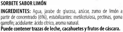 Lista de ingredientes del producto Sorbete con limón Flete 630 g