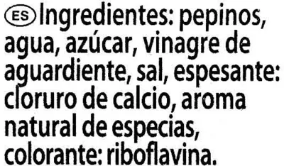 Lista de ingredientes del producto Pepinos Agridulces en Rodajas Klostergarten 670 g (neto), 360 g (escurrido), 720 ml