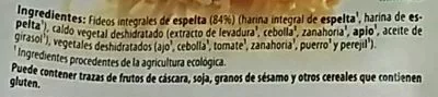 Lista de ingredientes del producto Fideua de espelta integral con verduras GutBio 250 g