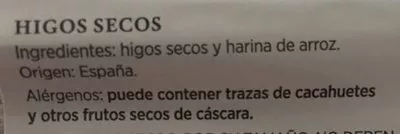 Lista de ingredientes del producto Higos Secos Frumesa 300 g