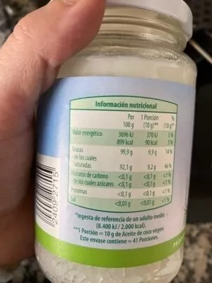 Lista de ingredientes del producto Aceite de coco virgen biológico Gutbio 