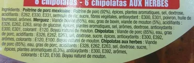 Lista de ingredientes del producto Maxi Grill XXL Socopa, Groupe Bigard 1.712 kg