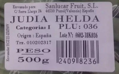 Lista de ingredientes del producto Judia Heida Sanlucar Fruit 500 g