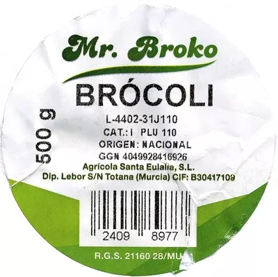 Lista de ingredientes del producto Brócoli Mr. Broko 500 g