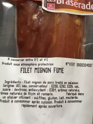 Lista de ingredientes del producto Filet mignon fumé Les Braserades 