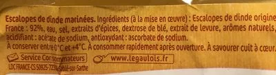 Lista de ingredientes del producto Escalope de Dinde Le Gaulois 