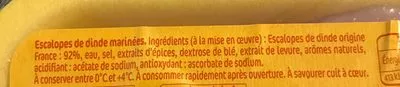 Lista de ingredientes del producto 2 Escalopes de dinde marinées Le Gaulois 284 g