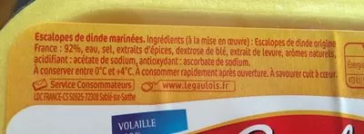 Lista de ingredientes del producto Escalope de dinde Le Gaulois 