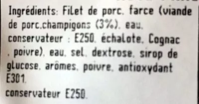 Lista de ingredientes del producto Rôti Farci Le Rôtisseur de Guerlédan 174 g