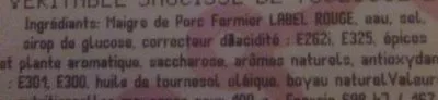 Lista de ingredientes del producto Veritable saucisse de Toulouse Salaisons De Saint-Sauveur 