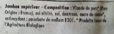 Lista de ingredientes del producto Le Jambon Supérieur 2 Tranches Cochon des Prés 104 g