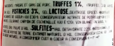 Lista de ingredientes del producto Cervelas à la truffe sans marque, J. Carrel 0,468 kg