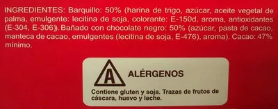 Lista de ingredientes del producto Neulas barquillos al chocolate Hacendado 150 g