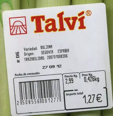 Lista de ingredientes del producto Puerro limpio Talví 500 g (variable)